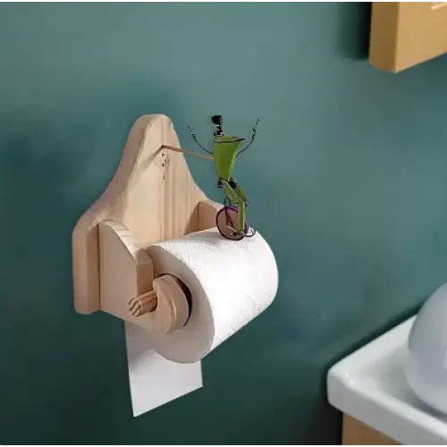 Rynx | FroggyRide Toilet Paper Holder | Original Design | Frog on Bicycle | Bathroom Decoration | Practical & Stylish
