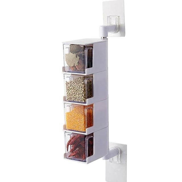 Rynx | Layered Wall Mounted Rotating Seasoning Storage Organizer Boxes