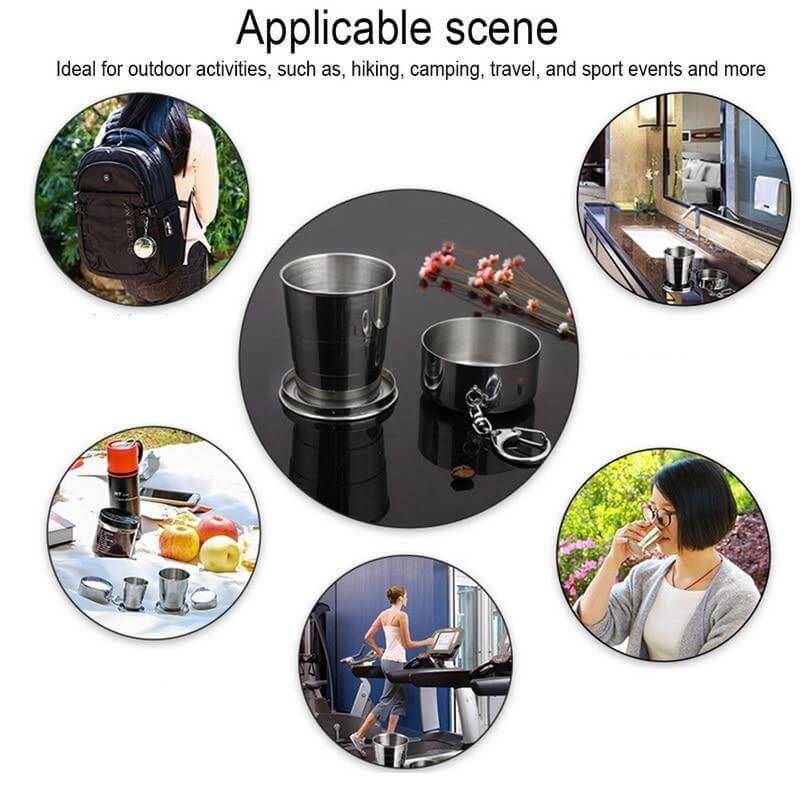 Rynx | Foldable Portable Stainless Steel Camping Cup With Keychain