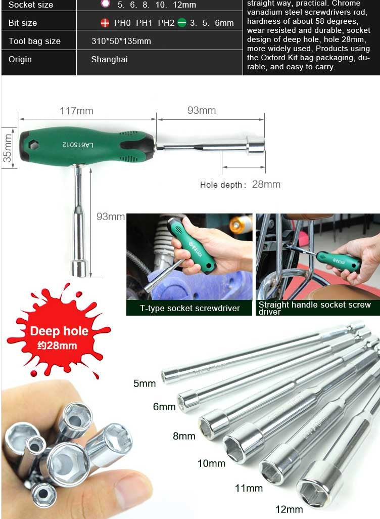 Rynx | 12-in-1 Multi-Function Professional Screwdriver Socket Set with T-Handle