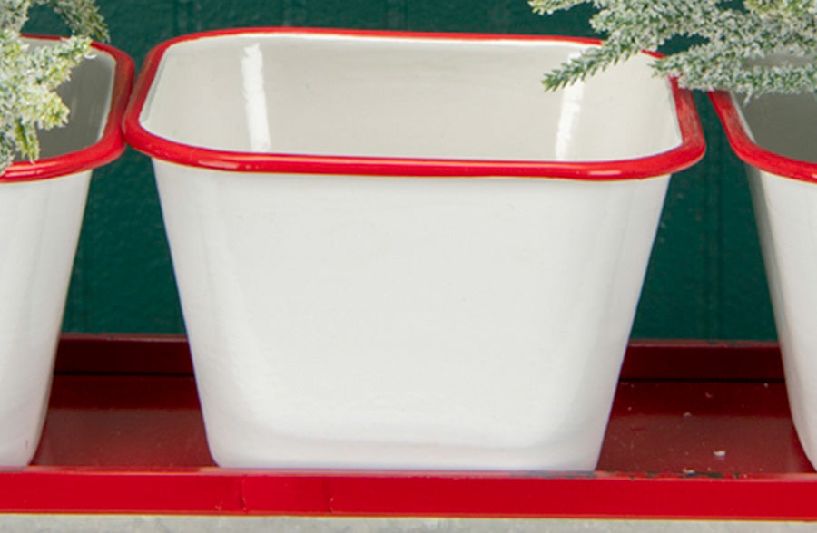 Rynx | Enamel flower pots with red Santa Claus sleigh