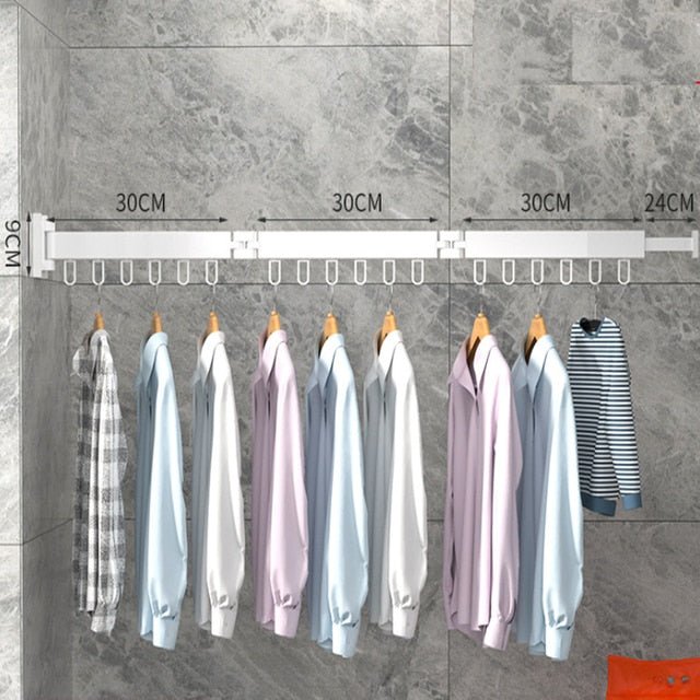 RYNX | Expandable Drying Cabinet, Collapsible Clothes Hanger, Wall Mount 3 rods White