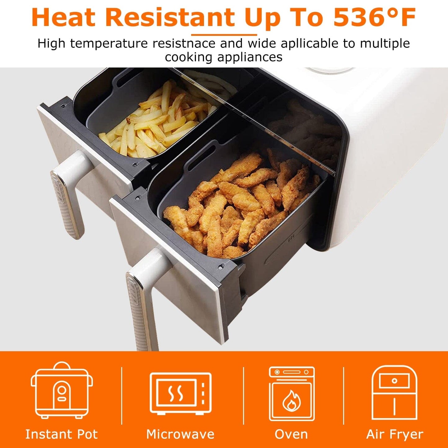 Rynx | Reusable air fryer silicone pot rectangular replacement for parchment paper 6-8 quart