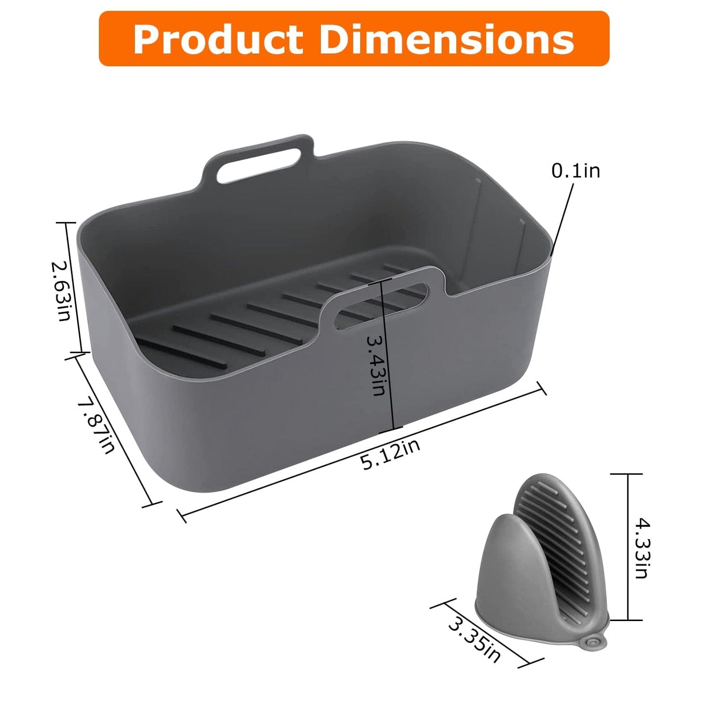 Rynx | Reusable air fryer silicone pot rectangular replacement for parchment paper 6-8 quart