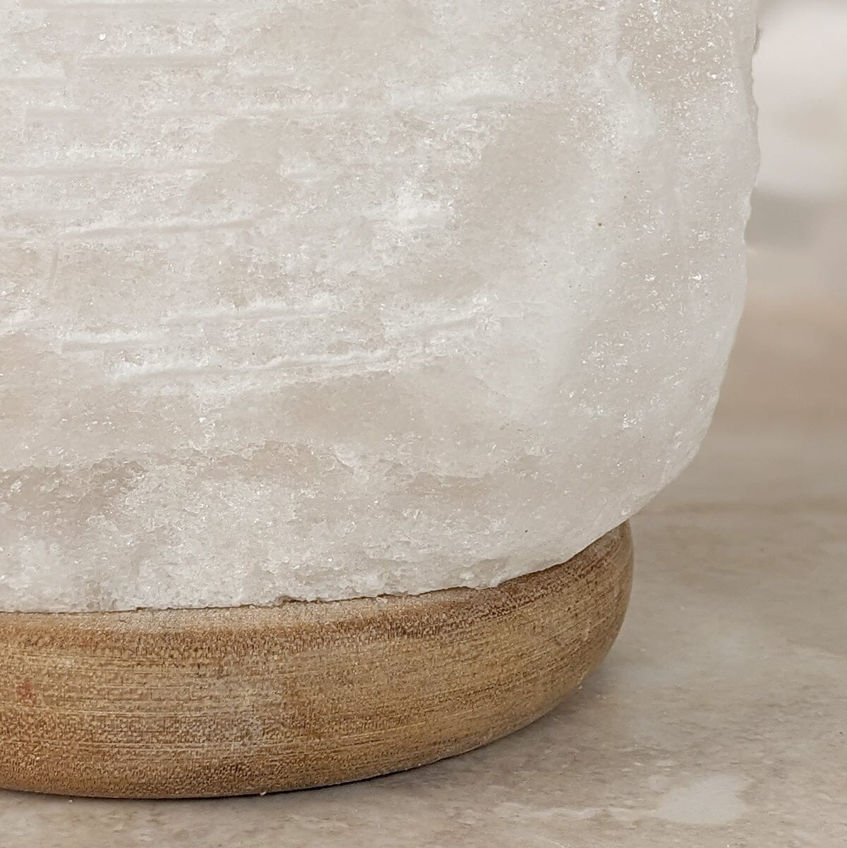 Rynx | Relive White Natural Salt Lamp on Wooden Base