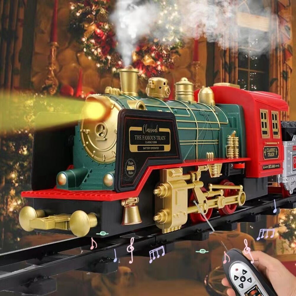 Rynx | Remote Control Vintage Classic RC Train Toy Set with Real Smoke, Lights, Sound