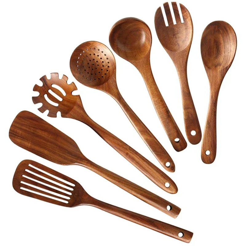 RYNX | Ecochef – Set With Teak Wood Kitchen Utensils