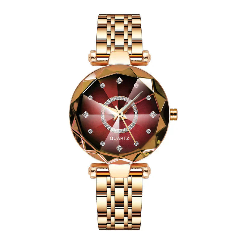 RYNX | Waterproof Women'S Watch With Starry Clear Diamond Dial Red