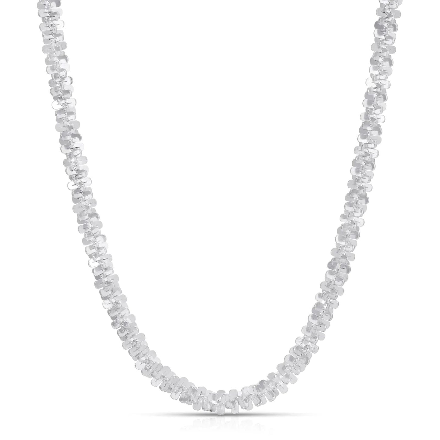 Rynx | Solid 925 Sterling Silver Diamond Cut Margarita Sparkle Rock 3MM Chain Necklace
