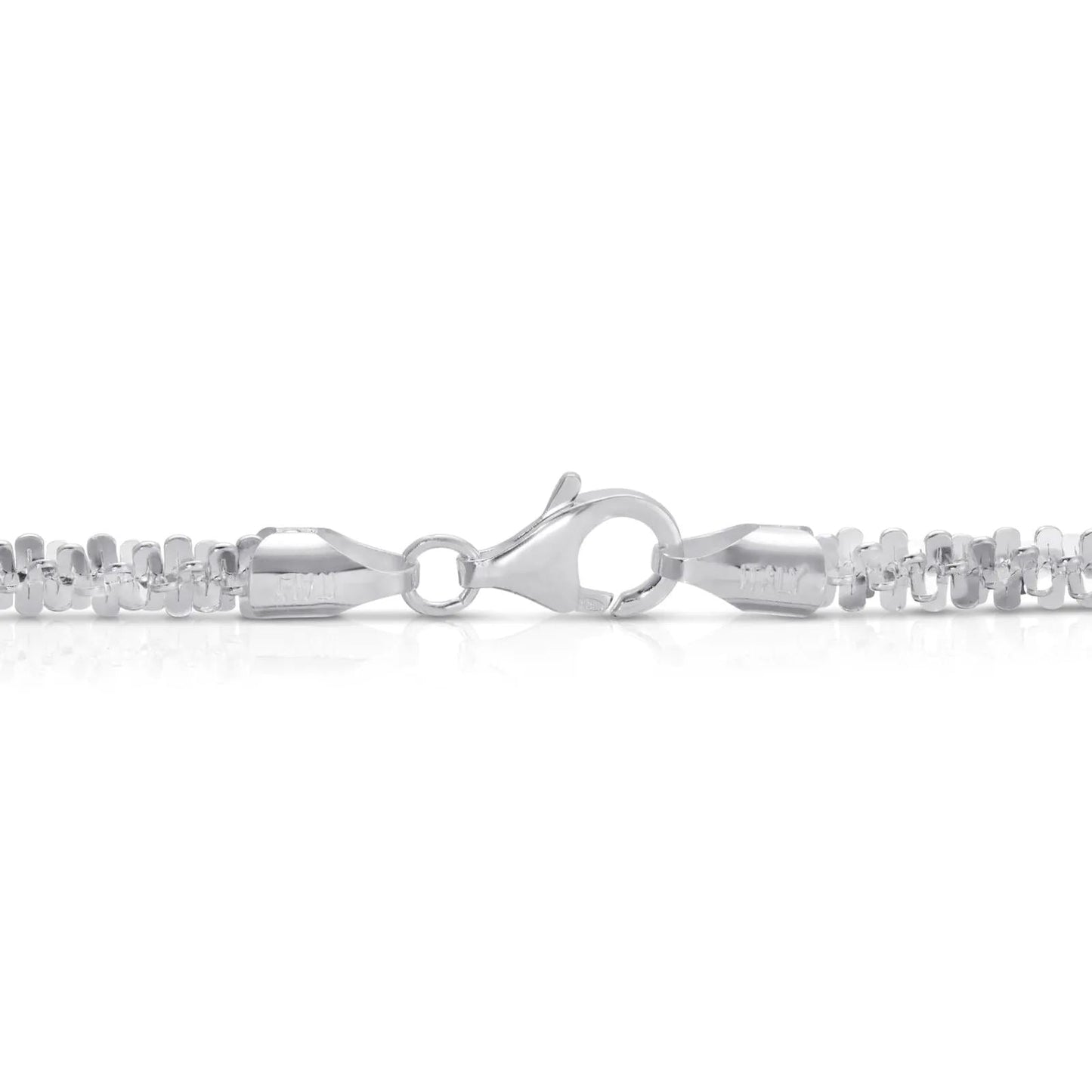 Rynx | Solid 925 Sterling Silver Diamond Cut Margarita Sparkle Rock 3MM Chain Necklace
