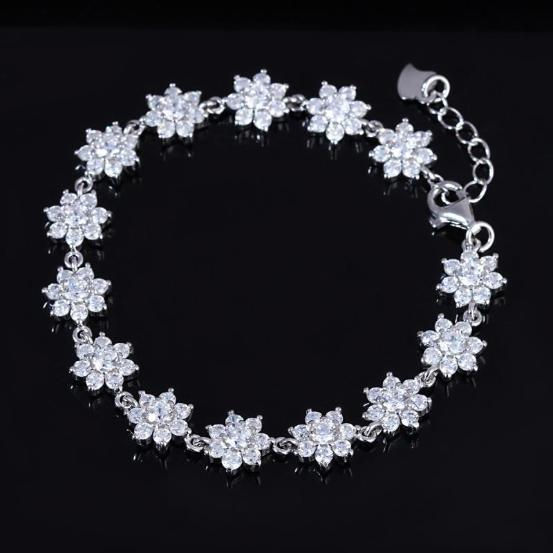 Rynx | Sterling Silver Crystal Flower Tennis Bracelet