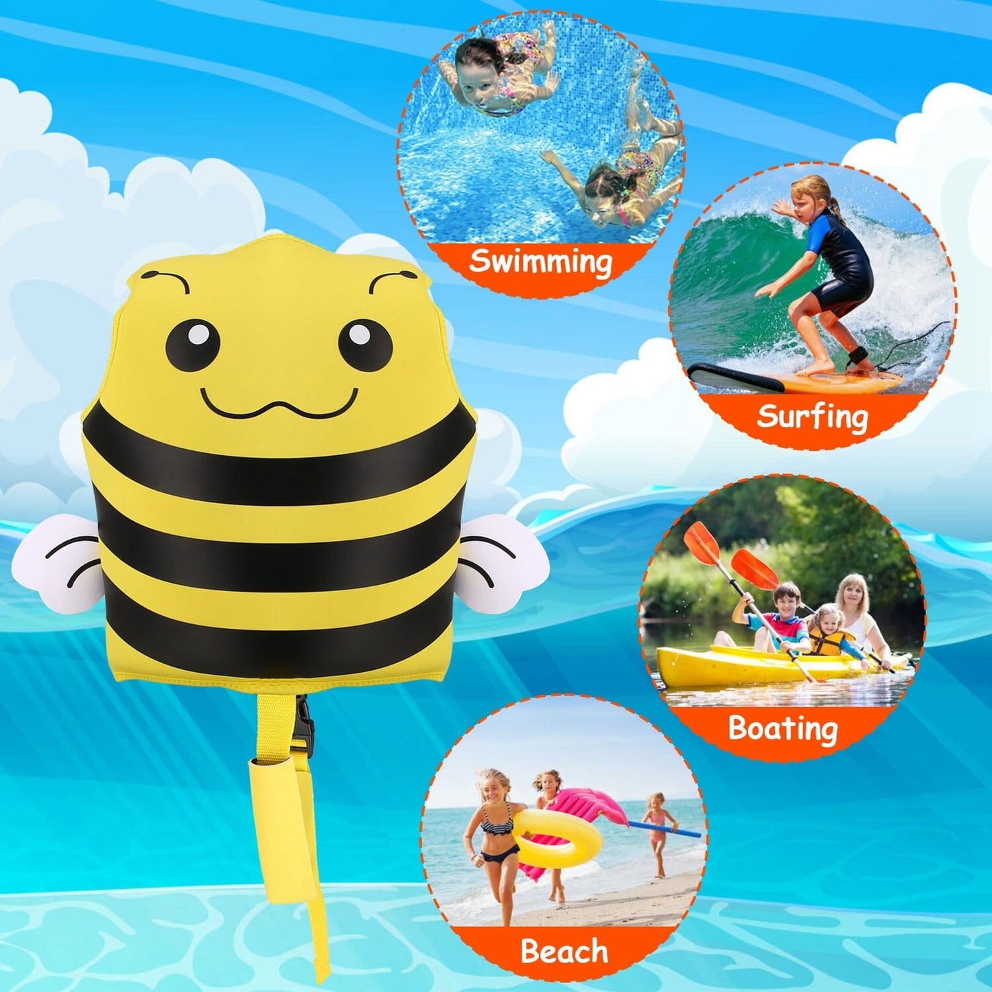 Rynx | Swim Vest for Kids Float Jacket with Adjustable Crotch Strap