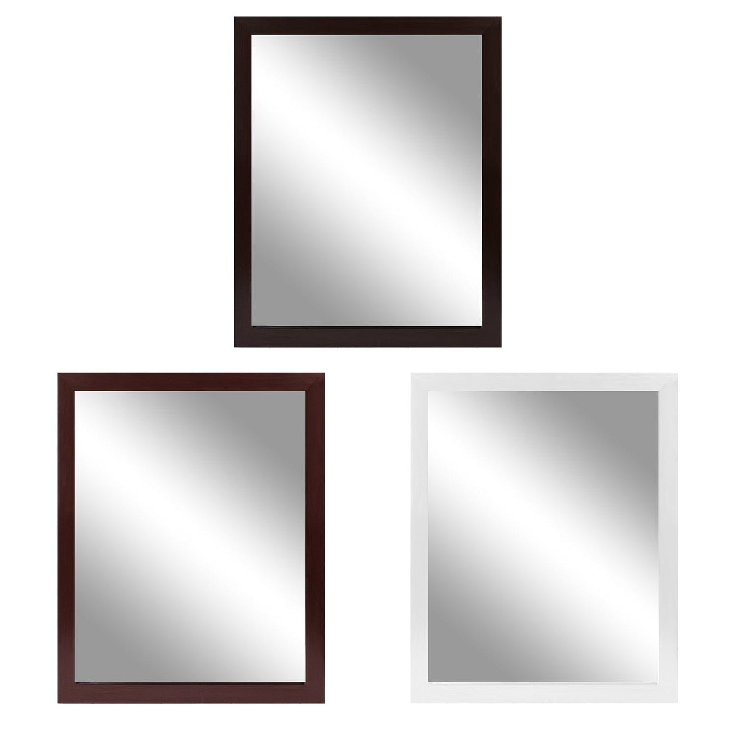 Rynx | Wall-Mounted Mirror Wood-Like Frame Rectangular Modern Hanging Mirror