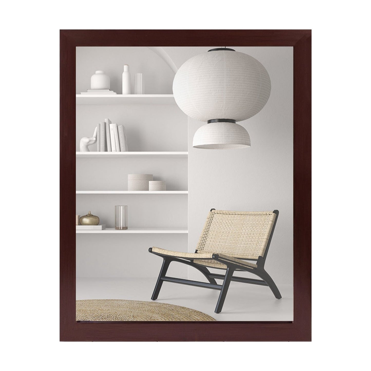 Rynx | Wall-Mounted Mirror Wood-Like Frame Rectangular Modern Hanging Mirror