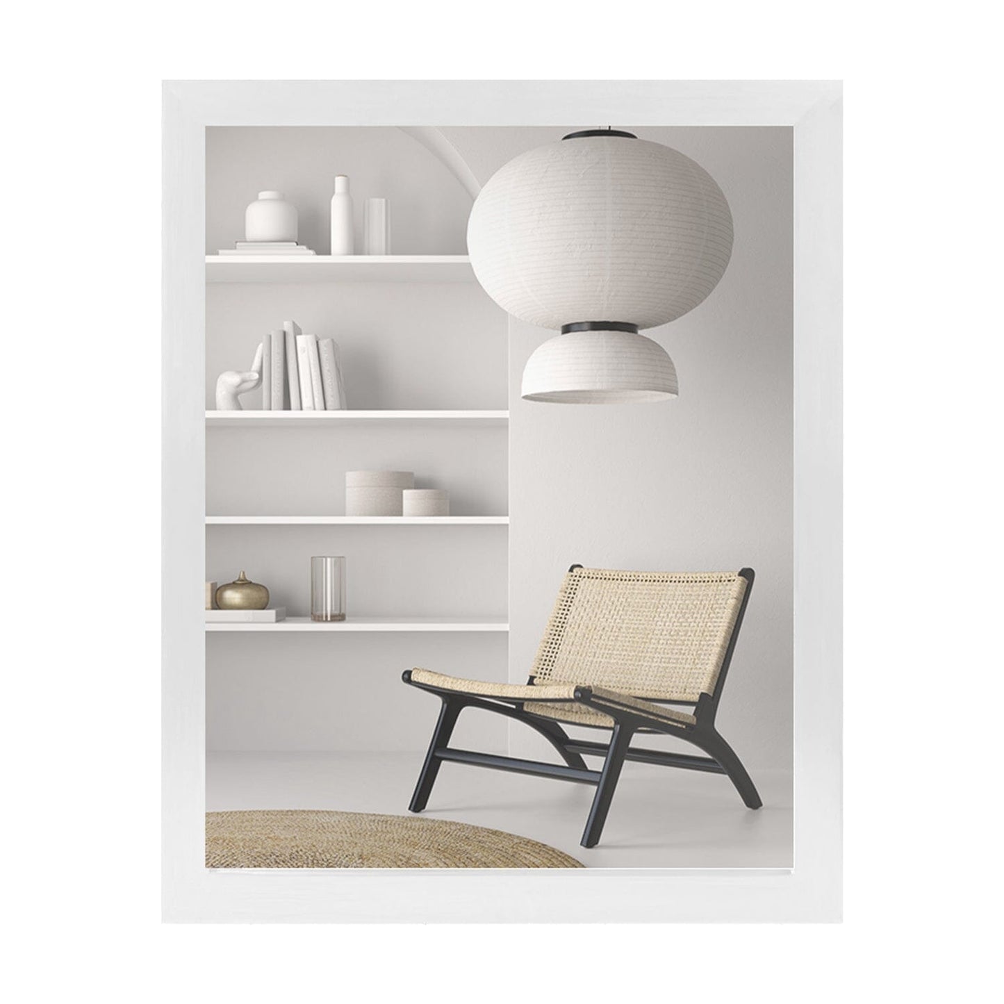 Rynx | Wall-Mounted Mirror Wood-Like Frame Rectangular Modern Hanging Mirror