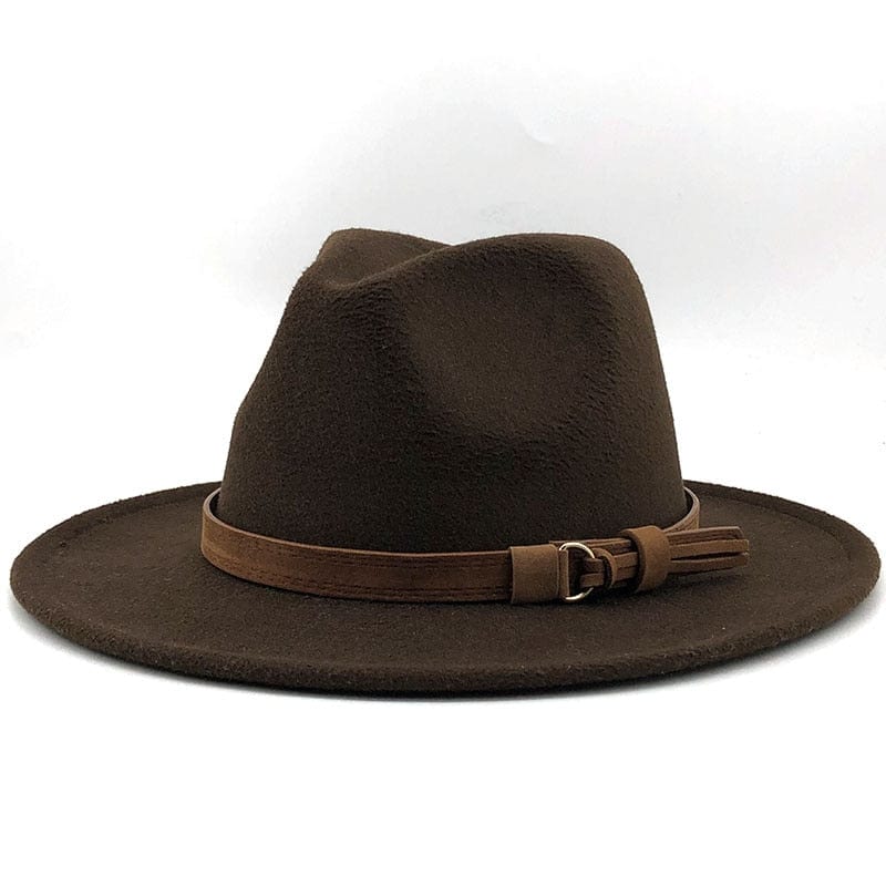 RYNX | Eridian Fedora Hat With Leather Band Brown is a color that is often associated with earth, wood, and nature. It conveys a sense of stability and reliability.