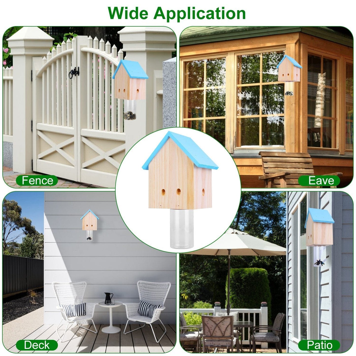Rynx | Three Carpenter Bee Trap Outdoor Natural Pine Wood