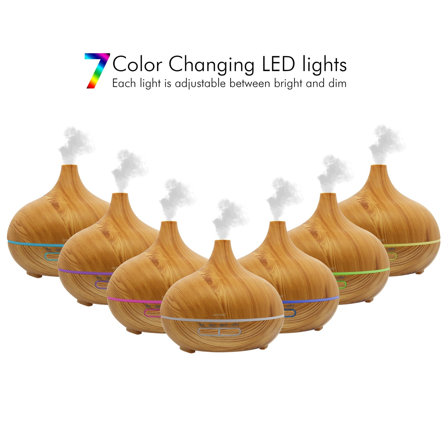 Rynx | Wood Ultrasonic Cold Mist Diffuser With 7 Color LED Lights