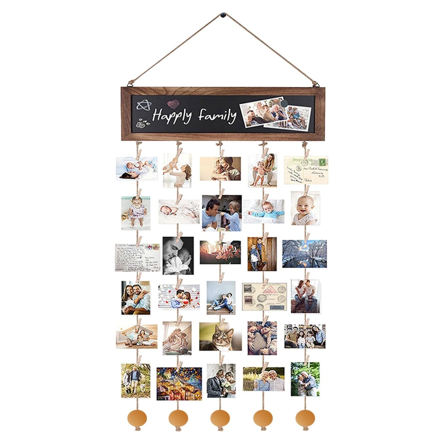 Rynx | Three Hanging Picture Frame Display String Ribbons with 30 Clips Writable Board