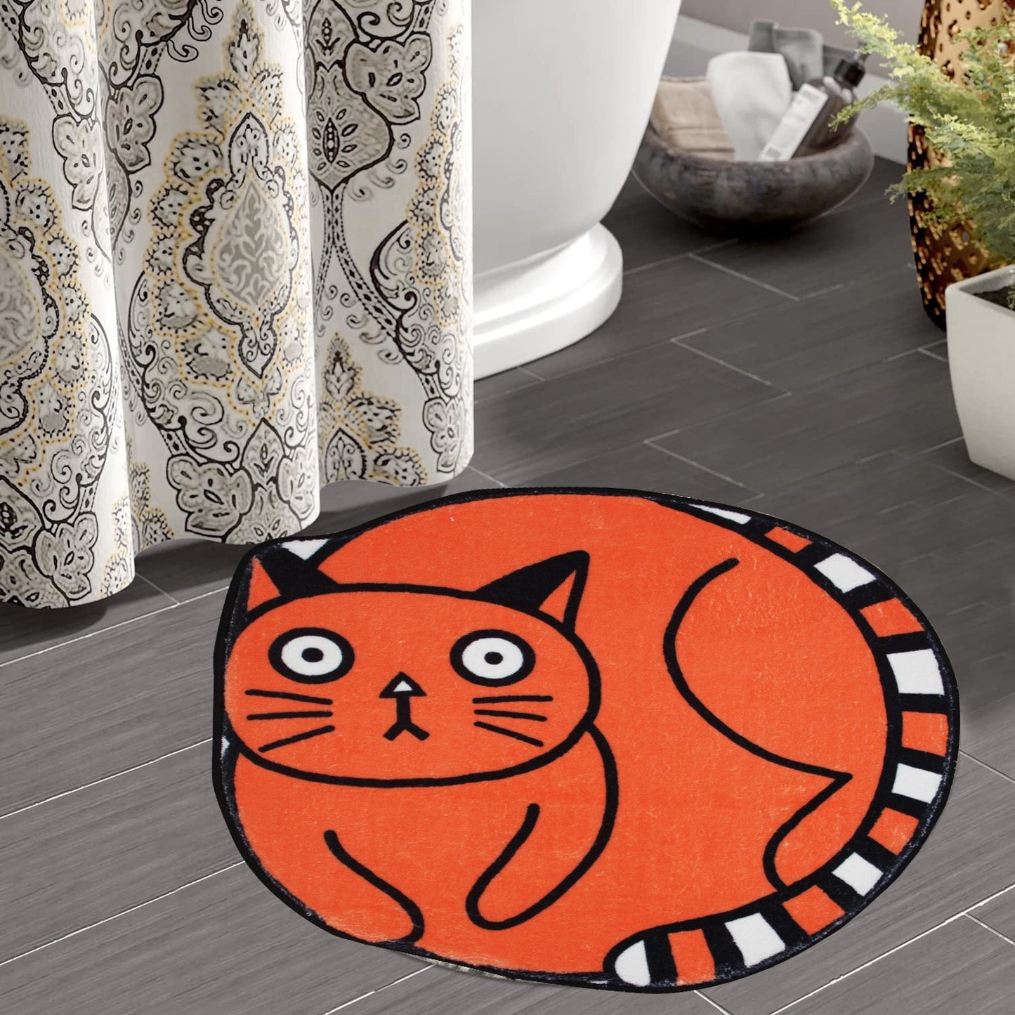 Rynx | Orange Funny Cat Bath Mat