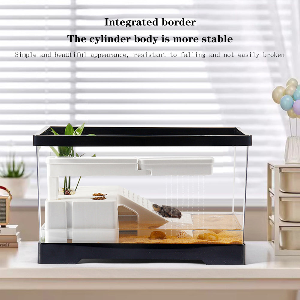 Rynx | Crystal clear turtle tank with drainage and heating platforms