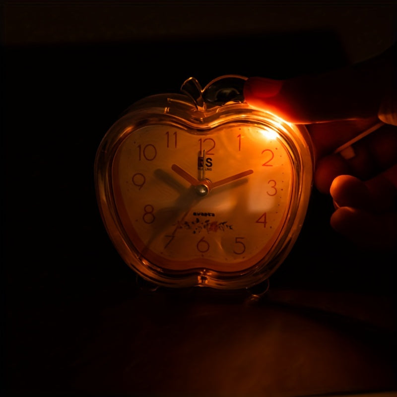 Rynx | Crystal Apple Design Alarm Clock with Built-in Night Light - Stylish, Battery-operated, Round and Modern Design
