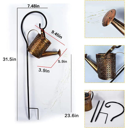 Rynx | Solar Waterfall Watering Can with Garden Lighting & Shepherd's Hook