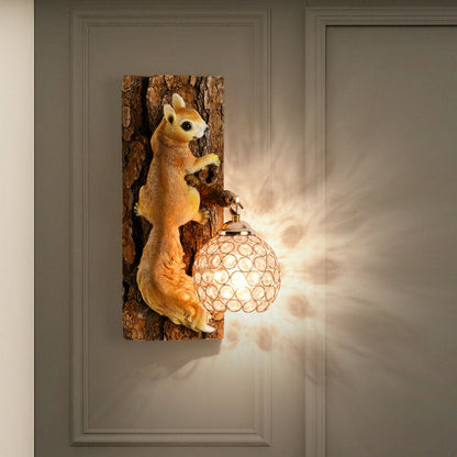 Rynx | Crystanova Wall light | Creative squirrel design | Crystal details | 1-bulb lamp for bedroom