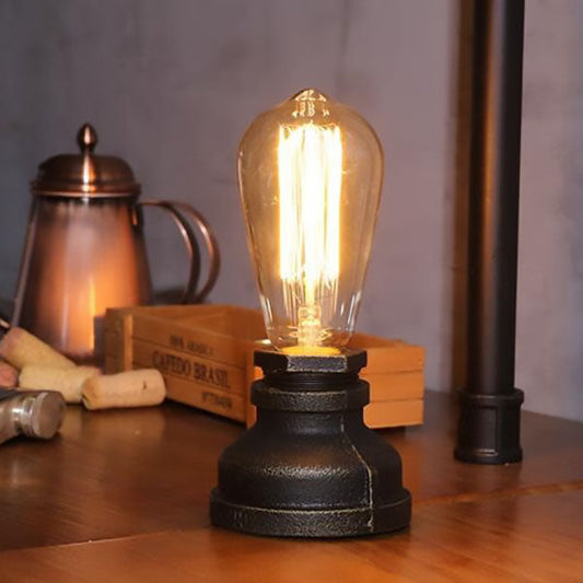 Rynx | Contemporary Industrial Steampunk Round Glass 1-Light Table Lamp for the Entertainment Room