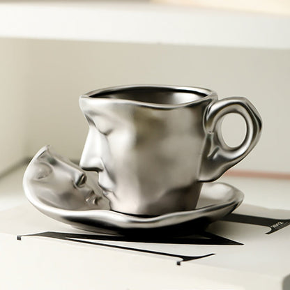Rynx | Metal touching face, creative ceramic kiss coffee mug