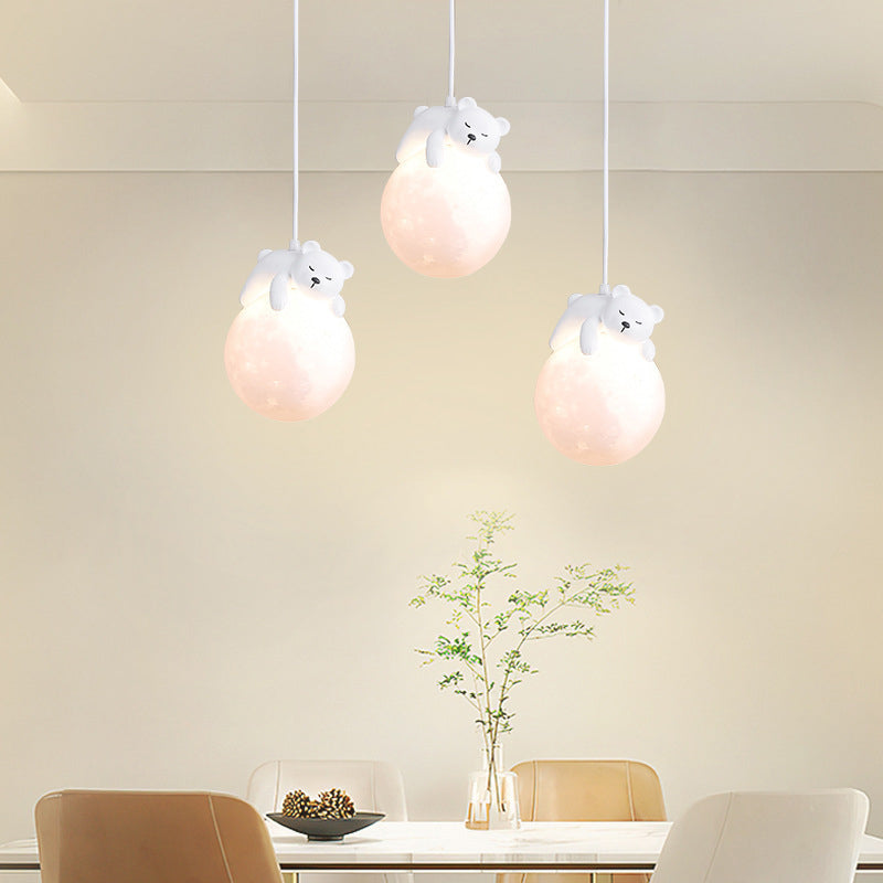 Rynx | Contemporary creative PE spherical umbrella resin animal rabbit bear design 1-light pendant lamp for the living room