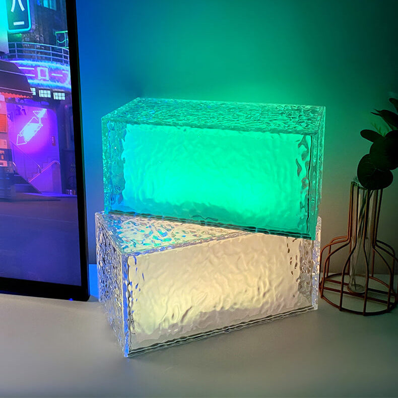 Rynx | FrostGlow RGB LED Table Lamp | Acrylic Ice Cube Design | Decorative Mood Light | Rechargeable