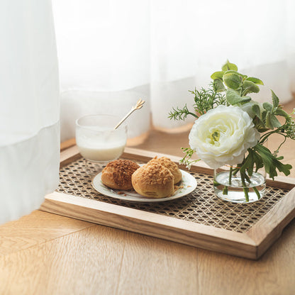Rynx Bohemian Woven Rattan Wood Breakfast Tray
