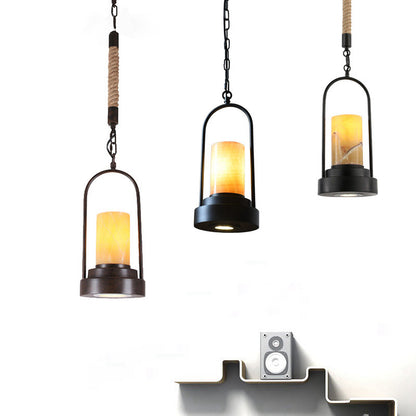 Rynx | HempCandle Industrial Pendant Light | Vintage Rope Design | 1-Light LED Hanging Lamp | Rustic Style