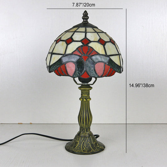 Rynx | Tiffany Vintage Stained Glass Flower Dome 1-Light Table Lamp