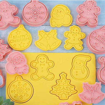 Rynx | 8 Pieces/Set DIY Cake Decoration Tools Christmas Cartoon Cookie Cutter Set Plastic Baking Molds Cookie Tools