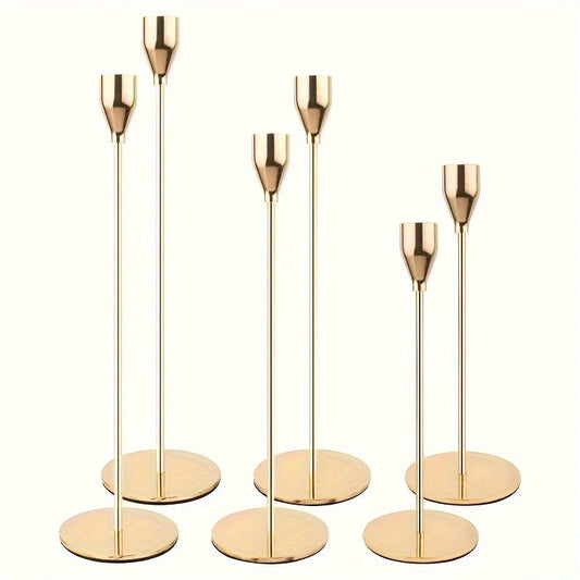 Rynx | 6-piece Set Black/Gold Candelabra - For Restaurant, Wedding, Dinner & Party Decoration