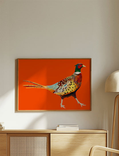 Rynx | Stoltzende Pheasant on Orange - Alice Straker