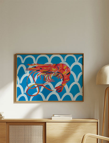 Rynx | Prawns on blue waves - Alice Straker