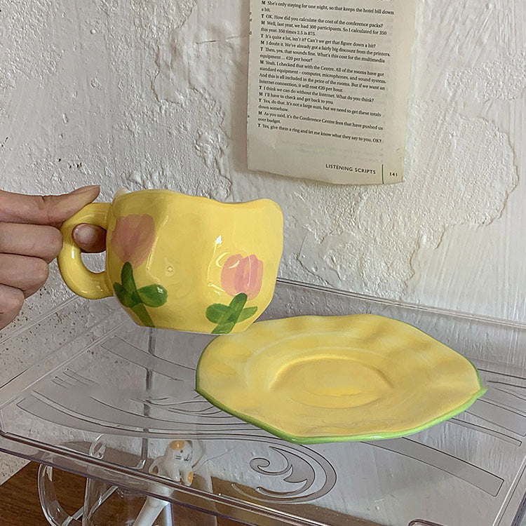 Rynx Retro hand-painted cup and saucer set