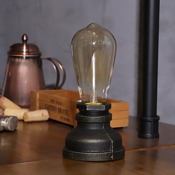 Rynx | Contemporary Industrial Steampunk Round Glass 1-Light Table Lamp for the Entertainment Room