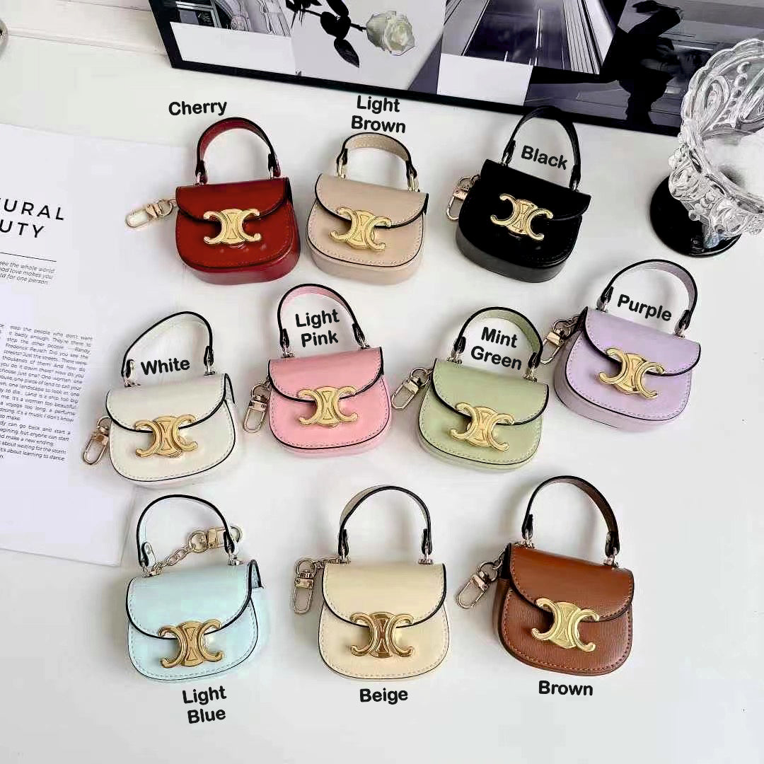 Rynx | Luxurious branded leather handbag style for Airpod with gold-colored accent buckle