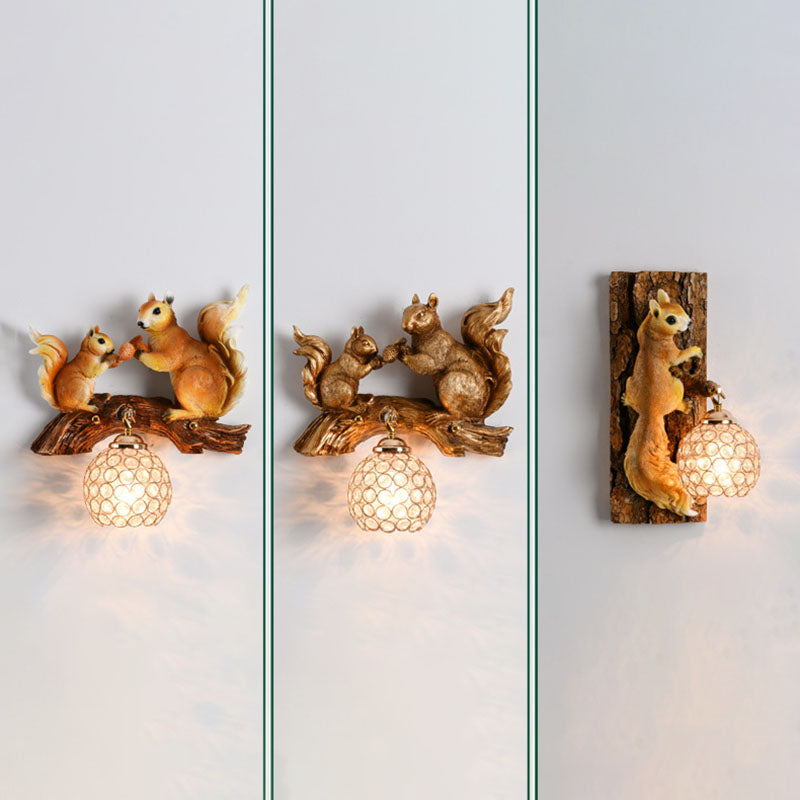 Rynx | Crystanova Wall light | Creative squirrel design | Crystal details | 1-bulb lamp for bedroom
