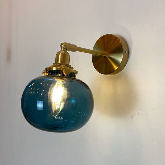 Rynx | Glasvora Japanese Wall Lamp | Round Globe made of Glass & Brass | Vintage Design | 1-Light