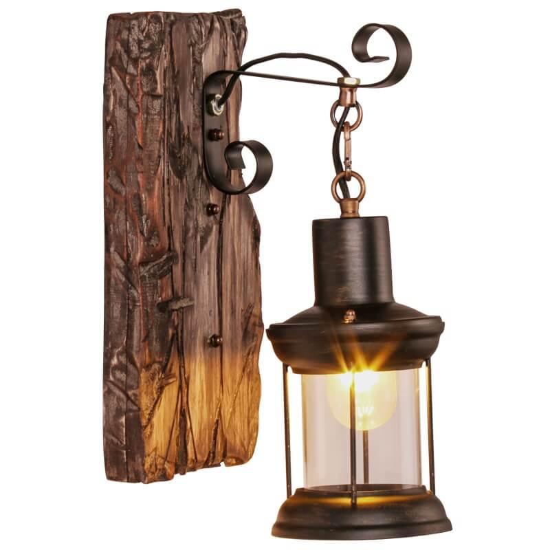 RYNX | Lichtglas – Cylinder Wall Lamp With Glass Base, Iron And Wood