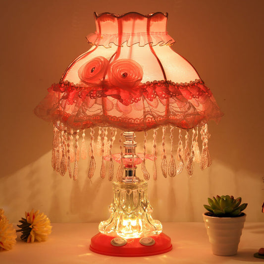 Rynx | Elarion Glow Table Lamp | European Design | Fabric Shade & Glass Base | Dimmable | Romantic Lighting