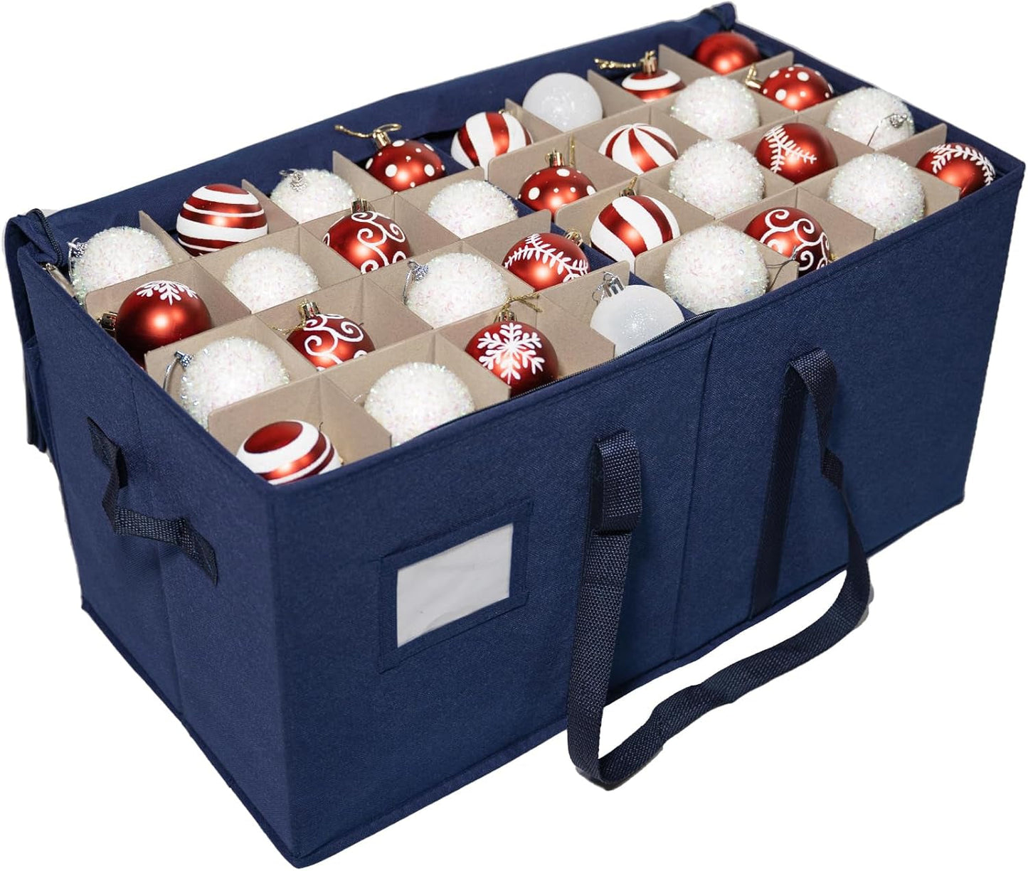 Rynx | Large Christmas ornament storage container box with zipper closure