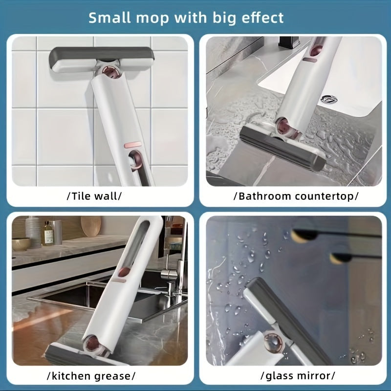 Rynx | New Portable Self-NSqueeze Mini Mop, Lazy Handwash-Free Strong Absorbing Mop Multifunctional Portable Squeeze Cleaning Mop Desk Window Glass Cleaner Kitchen Car Sponge Cleaning Mop Home Cleaning Tools