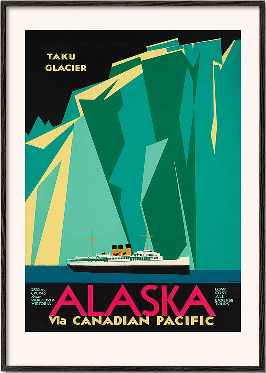 Rynx | Alaska via Canadian Pacific. Taku Glacier - Vintage Travel Poster