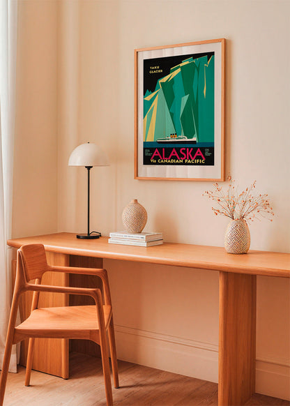 Rynx | Alaska via Canadian Pacific. Taku Glacier - Vintage Travel Poster